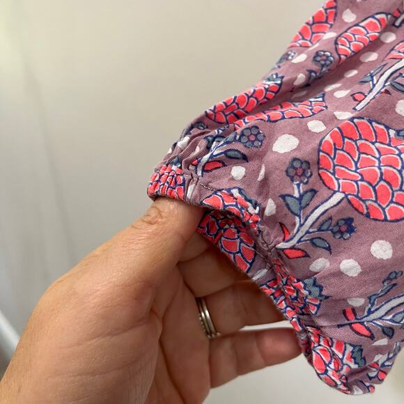 J. Crew SZ Blockprint Tunic Boho Tassel Top Cotton Peasant Blouse Size Small - Picture 8 of 8